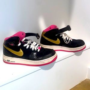 Black/Pink/Gold Hightop AF 1’s